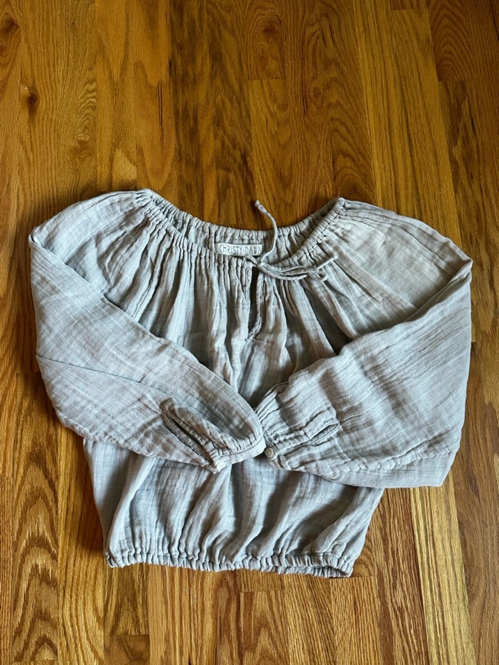 Christy Dawn Gray Gathered Peasant Top